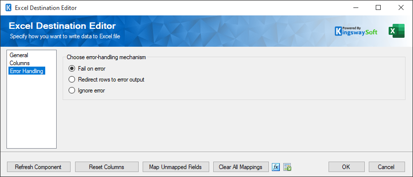 SSIS Premium Excel Destination Component - Error Handling